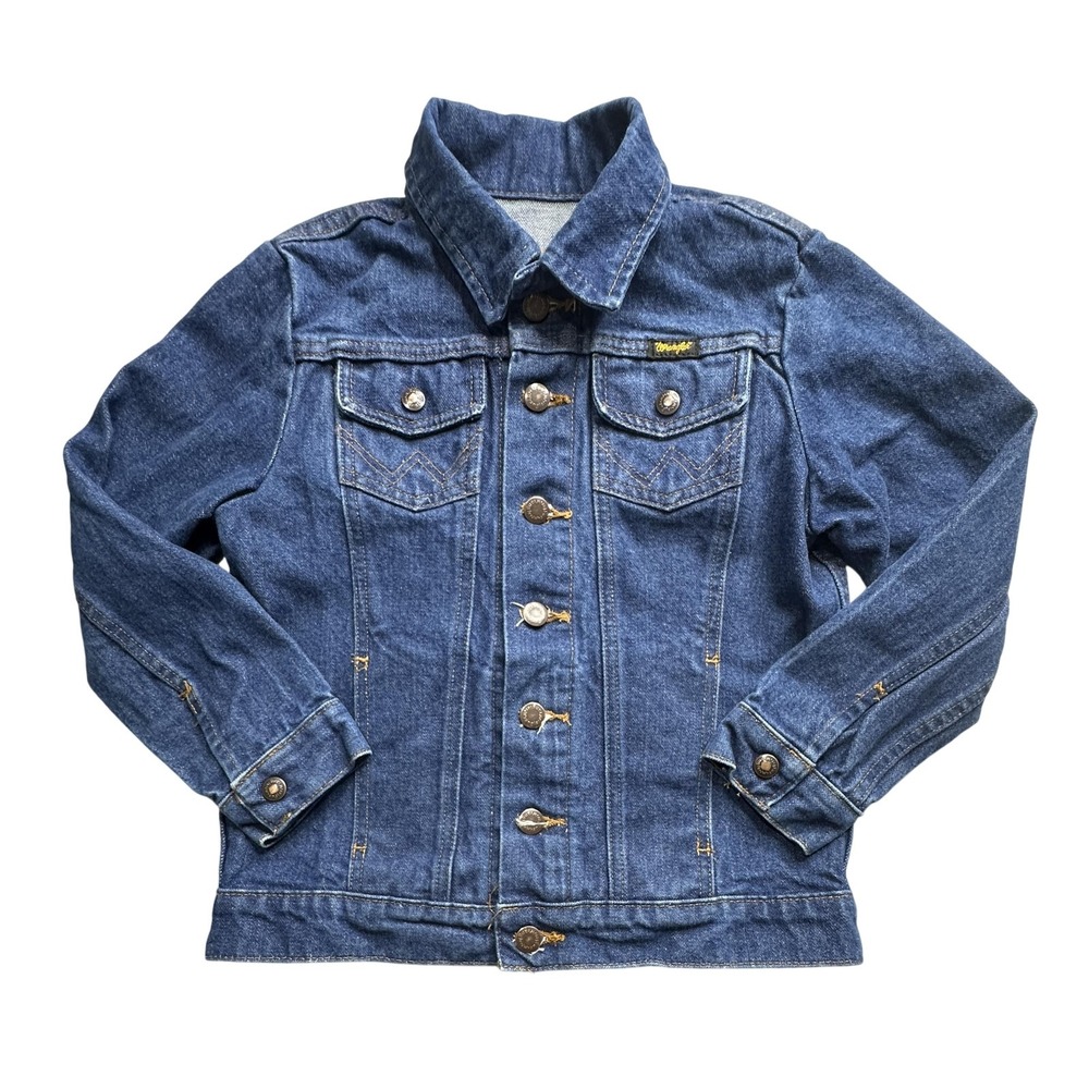Wrangler Jacket Girls Medium Blue Denim Western‎ Trucker Jean Authentic 84145PW